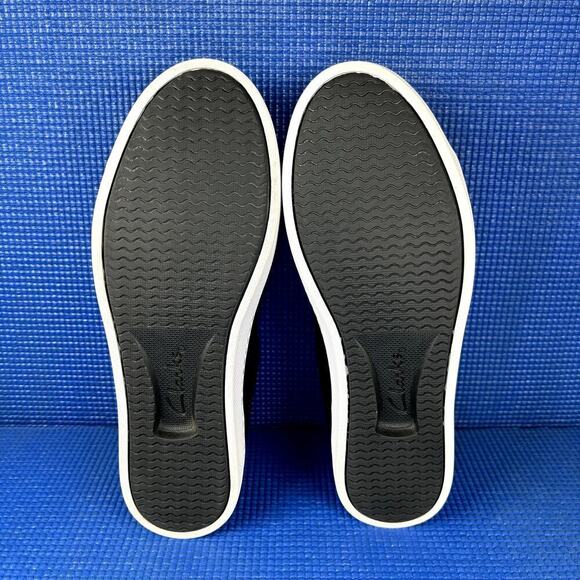 🔴 CLARKS PAWLEY SPRINGS Women`s Size 7 Black White Leather Comfort Shoes 13291 - Picture 7 of 8